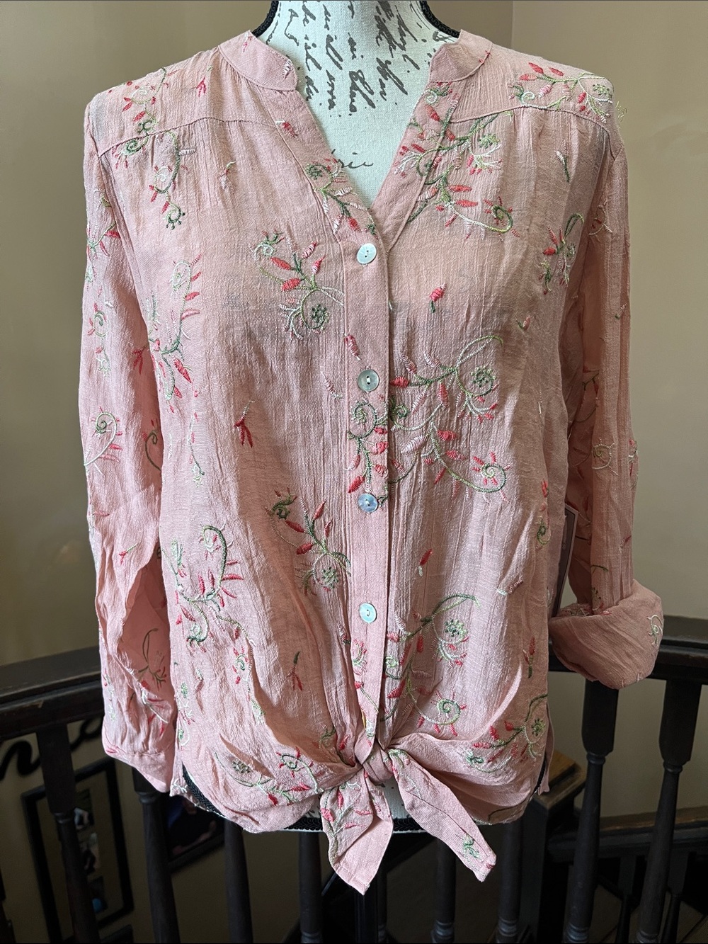 fig and flower from Anthropologie Floral Embroidered Button-Down Shirt